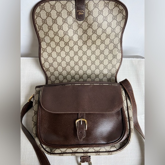 Vintage 70s Gucci Horsebit Print Flap Shoulder Bag - Picture 9 of 16